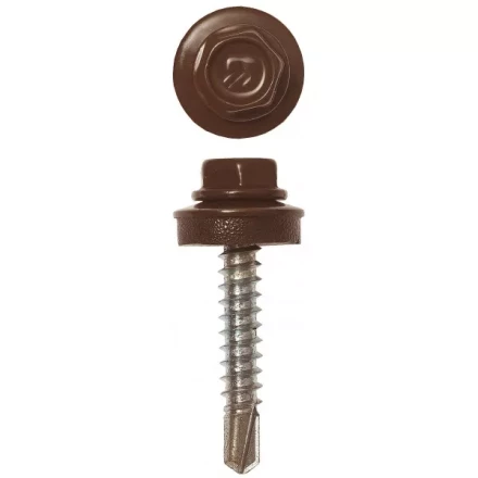 Саморезы ЗУБР &quot;ПРОФЕССИОНАЛ&quot; окраш., RAL 8017 шокол.-коричн., для крепл. кров. матер. к дерев. обреш., 4.8x29мм, 400шт 4-300315-48-029-8017 купить в Кургане