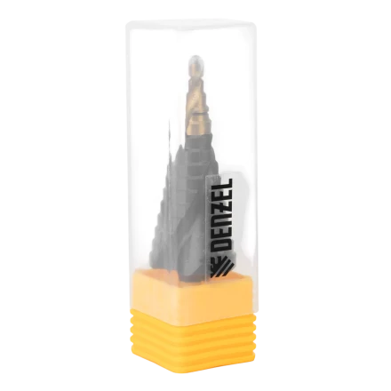 Сверло ступенчатое Denzel 723606, 4-6-8-10-12-14-16-18-20-22-24-26-28-30-32 мм, Р6М5, 6-гр. хвостовик купить в Кургане