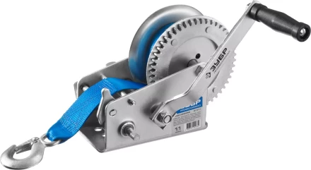 Лебедка ручная барабанная ЗУБР &quot;ПРОФЕССИОНАЛ&quot;, тяговая, ленточная, 1,1т, 10м 43115-1.1 купить в Кургане