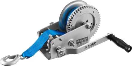 Лебедка ручная барабанная ЗУБР &quot;ПРОФЕССИОНАЛ&quot;, тяговая, ленточная, 1,1т, 10м 43115-1.1 купить в Кургане