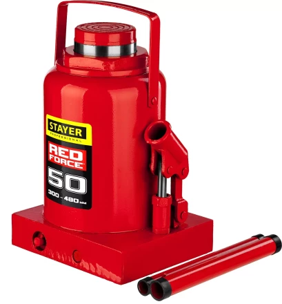 Домкрат гидравлический бутылочный "RED FORCE", 50т, 300-480 мм, STAYER 43160-50 43160-50_z01 купить в Кургане