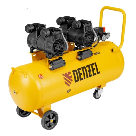 Компрессор безмасл. малошумный DLP-3000/100, 3 кВт, 2х1,5 кВт,100 л, 2850 об/мин,500 л/мин// Denzel 58145 купить в Кургане