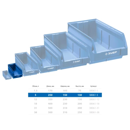 ЗУБР ЛСК-5, 5 л, 250 х 150 х 130 мм, складской лоток, Профессионал (38061-5) купить в Кургане