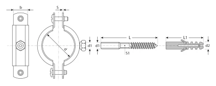 ЗУБР 3, цинк, 1 шт, трубный хомут с сантехнической шпилькой и дюбелем (37866-87-94) купить в Кургане
