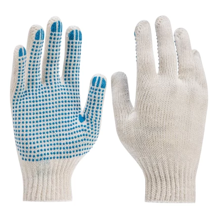 Перчатки трикотажные усиленные, с ПВХ точкой, 7 класс вязки Россия 677745 купить в Кургане