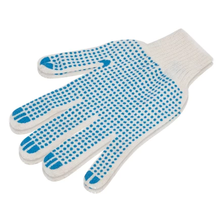 Перчатки трикотажные усиленные, с ПВХ точкой, 7 класс вязки Россия 677745 купить в Кургане