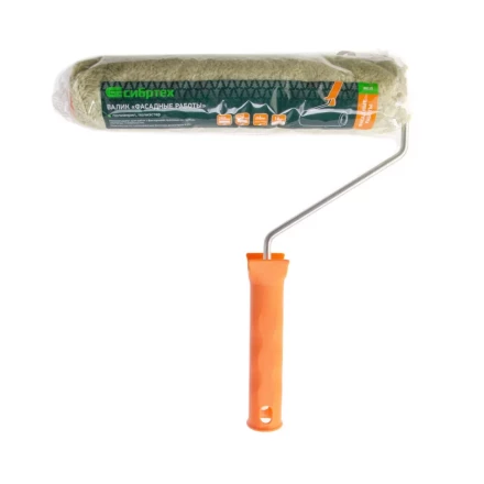 Валик &quot;Фасадные работы&quot;, 250 мм, ворс 18 мм, D 36 мм, D ручки - 6 мм, полиакрил, полиэстер Сибртех 80225 купить в Кургане