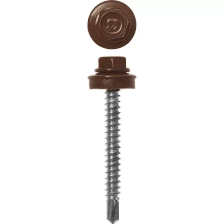 Саморезы ЗУБР &quot;ПРОФЕССИОНАЛ&quot; окраш., RAL 8017 шокол.-коричн., для крепл. кров. матер. к дерев. обреш., 4.8x35мм, 380шт 4-300315-48-035-8017 купить в Кургане