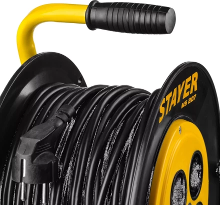 Удлинитель на катушке &quot;MS 207&quot;, 40 м, 2200 Вт, 4 гнезда, ПВС 2x0,75 мм2, STAYER 55073-40 купить в Кургане