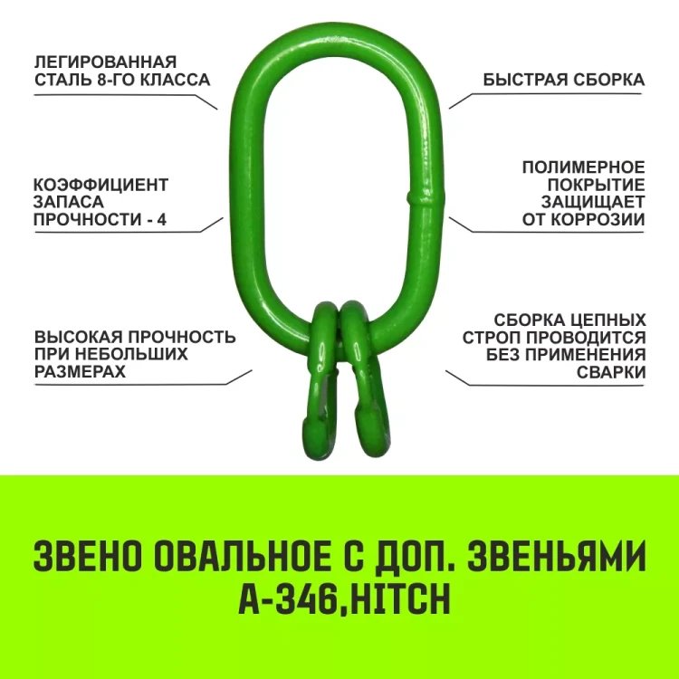 Звено овальное с доп. звеньями A-346 HITCH Т8 кл 45 т (SZ071400) купить в Кургане