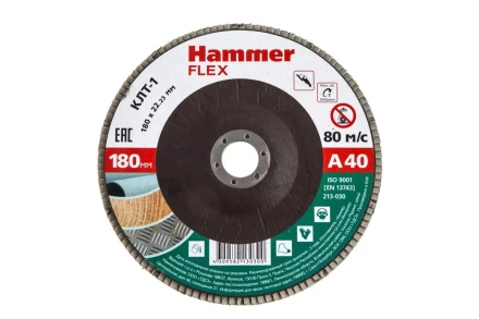 Круг Лепестковый Торцевой (КЛТ) HAMMER КЛТ 1 Ф180х22 Р40 213-030 купить в Кургане