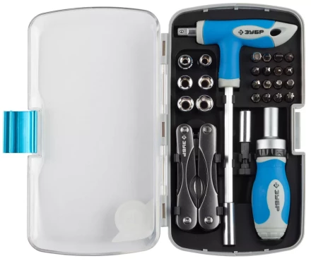 Набор  ЗУБР &quot;ЭКСПЕРТ&quot; универсальный, слесарно-монтажный и многофункциональный инструмент в пластмассовом боксе, 35предм 25290-H35 купить в Кургане