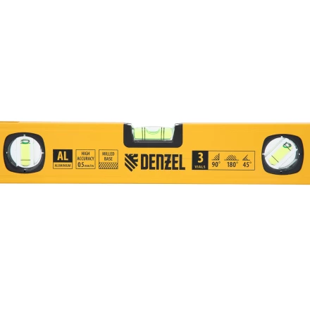 Уровень алюминиевый Denzel 33690, магнит., фрезерованный, 3 глазка (1 зеркал.), 0,5 мм/м, 400 мм купить в Кургане