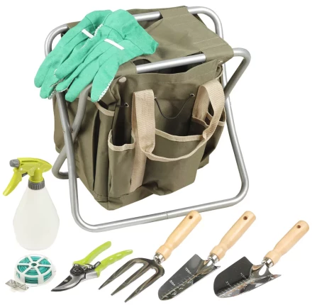 Скамейка GRINDA садовая складная, двухсторонняя, с сумкой и набором инструментов, 7предметов 8-422353-H8_z01 купить в Кургане