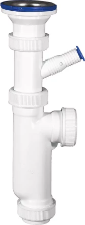 Сифон ЗУБР &quot;МАСТЕР&quot; колбовый для моек и раковин, выпуск - нержавеющая чашка, отвод для стиральной машины 51857 купить в Кургане