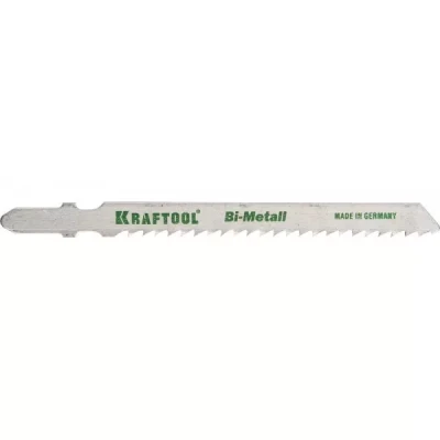 Полотна KRAFTOOL, T127DF, для эл/лобзика, Bi-Metall, по мягкому металлу (3-15мм), EU-хвост., шаг 3мм, 75мм, 2шт 159556-3