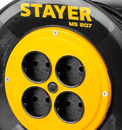 Удлинитель на катушке &quot;MS 207&quot;, 50 м, 2200 Вт, 4 гнезда, ПВС 2x0,75 мм2, STAYER 55073-50 купить в Кургане