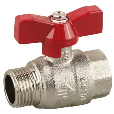 Кран ЗУБР шаровой 1/2&quot; полнопроходной &quot;мама-папа&quot;, бабочка, никелированная латунь 51354-N-1/2 купить в Кургане