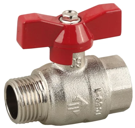 Кран ЗУБР шаровой 1/2&quot; полнопроходной &quot;мама-папа&quot;, бабочка, никелированная латунь 51354-N-1/2 купить в Кургане