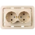Розетка СВЕТОЗАР &quot;ГАММА&quot; двойная, с заземлением, цвет бежевый, 16А/~250В SV-54107-B купить в Кургане