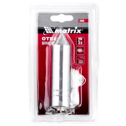 Отвес цилиндрический 400 г шнур 5 м Matrix 84889 купить в Кургане