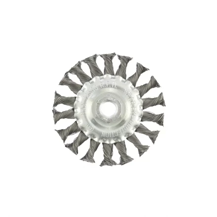 Щетка для УШМ 100 мм М14 плоская крученая проволока 0,5 мм MATRIX 74639 купить в Кургане