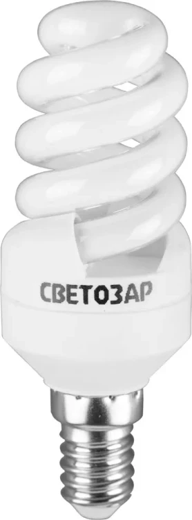 Энергосберегающая лампа СВЕТОЗАР "КОМПАКТ" спираль,цоколь E14(миньон),Т2,теплый белый свет(2700 К), 10000час, 9Вт(45) 44351-09_z01 купить в Кургане