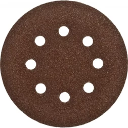 Круг шлифовальный ЗУБР "СТАНДАРТ" из абразивной бумаги на велкро основе, 8 отв., Р80, 125мм, 5шт 35350-125-080