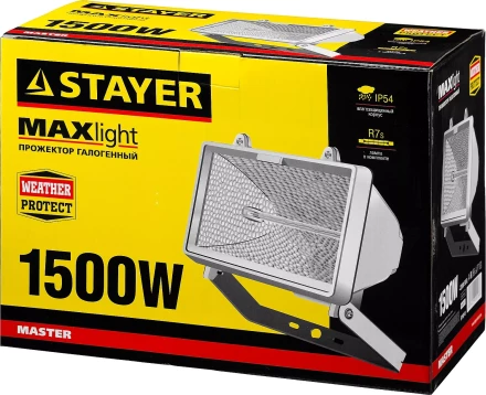 Прожектор STAYER &quot;MASTER&quot; MAXLight галогенный, с дугой крепления под установку, белый, 1500Вт 57107-W купить в Кургане