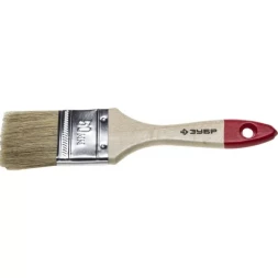 Кисть плоская ЗУБР "УНИВЕРСАЛ СТАНДАРТ ", натуральная щетина, деревянная ручка, 50мм 4-01001-050