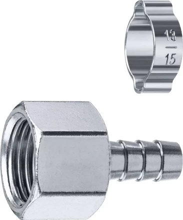 ЗУБР штуцер елочка, 10 мм - 1/2F, переходник с обжимным хомутом, Профессионал (64923-1/2-10) купить в Кургане