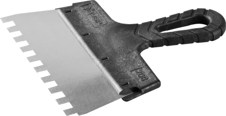 Шпатель ЗУБР "МАСТЕР" ФАСАДНЫЙ, нержавеющее полотно, 200мм, зуб 10х10мм 10078-20-10 купить в Кургане