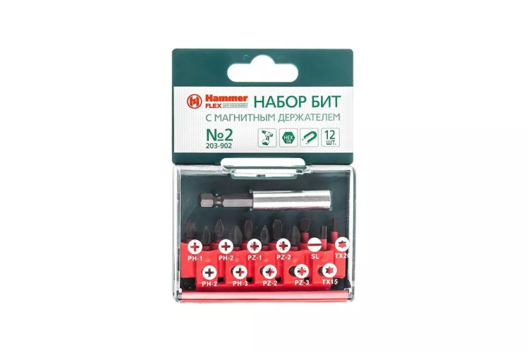 Набор бит HAMMER 25мм (PB набор No2 12шт.  Ph/Pz/Sl/Tх) купить в Кургане