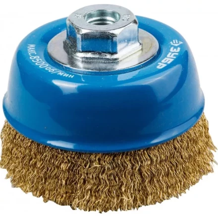 ЗУБР &quot;ПРОФЕССИОНАЛ&quot;. Щетка чашечная для УШМ, витая латунированная стальная проволока 0,3мм, 100ммхМ14 3526-100_z02 купить в Кургане