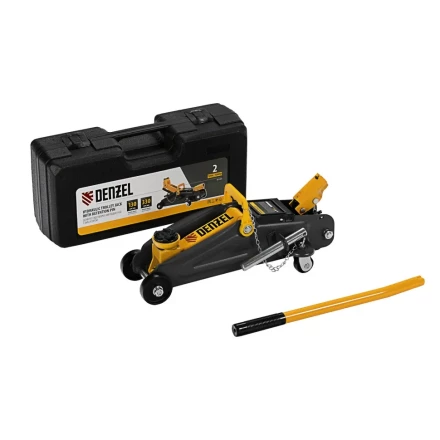 Домкрат гидравлический подкатной Denzel с фиксатором 2 т 130-330 мм в кейсе 51154 купить в Кургане