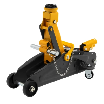 Домкрат гидравлический подкатной Denzel с фиксатором 2 т 130-330 мм в кейсе 51154 купить в Кургане