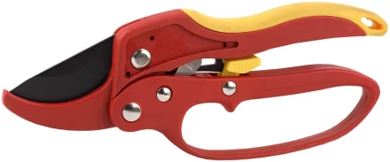 Секатор GRINDA двухкомпонентные ручки, храповый механизм, с эфесом, округлые лезвия с упорной наковальней, 205мм 8-423233_z01 купить в Кургане