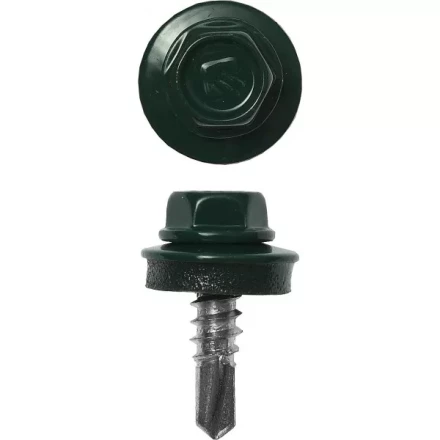 Саморезы ЗУБР &quot;ПРОФЕССИОНАЛ&quot; окраш., RAL 6005 зелен. насыщен., для крепл. кров. матер. к металл. констр., 5.5x25мм, 420шт 4-300315-55-025-6005 купить в Кургане