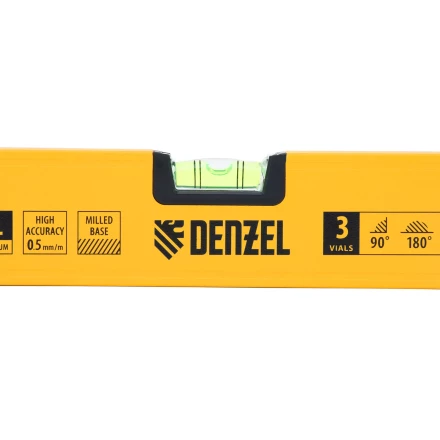 Уровень алюминиевый Denzel 33692, магнит, фрезерованный, 3 глазка (1 зеркал.), 0,5 мм/м, 800 мм купить в Кургане