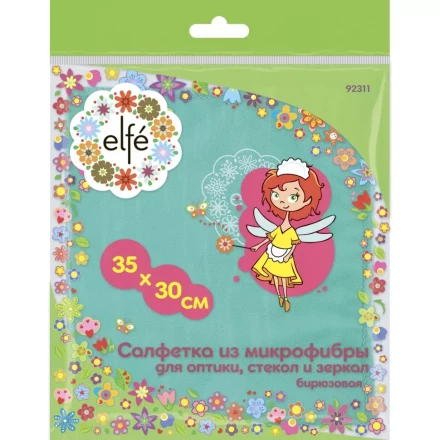 Салфетка из микрофибры для оптики стекол и зеркал бирюзовая 350х300 мм Elfe 92311 купить в Кургане