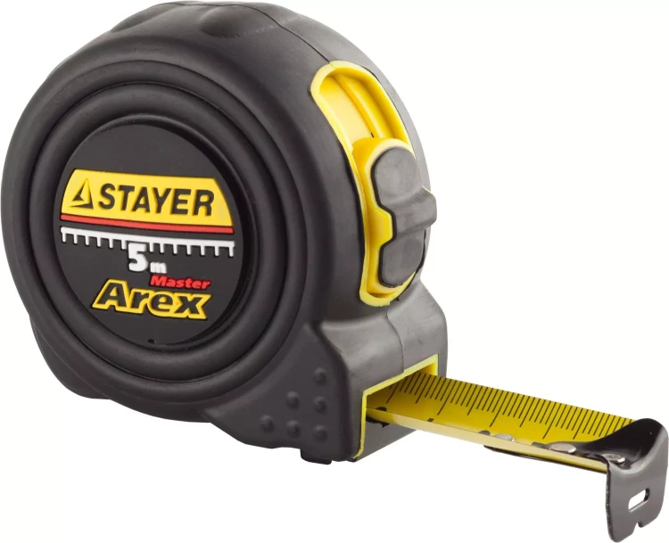 Рулетка STAYER "PROFI" "AREX", двухкомпонентный противоударный корпус, упрочненное полотно, 5м/25мм 3410-05-25_z01 купить в Кургане