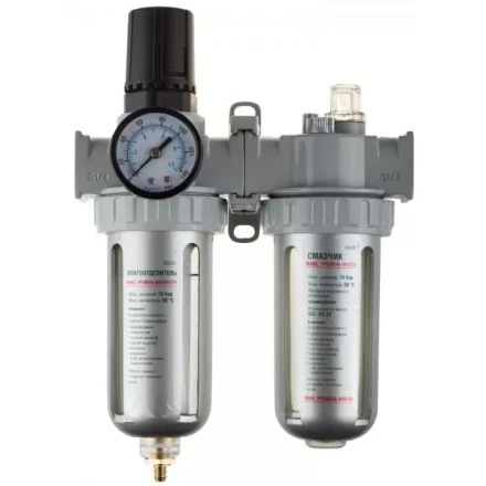 Набор аксессуаров KRAFTOOL &quot;INDUSTRIE QUALITAT&quot; для пневмосистем: манометр, влагоотделитель, смазчик 6505 купить в Кургане