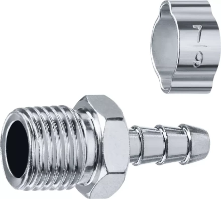 ЗУБР штуцер елочка, 6 мм - 1/4M, переходник с обжимным хомутом, Профессионал (64924-1/4-06) купить в Кургане