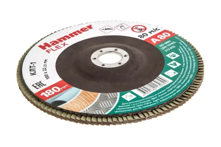Круг Лепестковый Торцевой (КЛТ) HAMMER КЛТ 1 Ф180х22 Р80 213-032 купить в Кургане