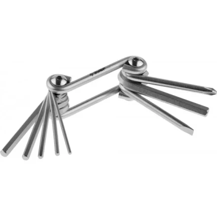 Набор ЗУБР Ключи &quot;МАСТЕР&quot; имбусовые складные, Cr-V сталь, сатинированное покрытие, HEX 2-6 мм, SL 5 мм, PH № 2, 8-в-1 27420-H8 купить в Кургане