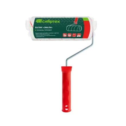 Валик &quot;Эмали&quot; , 180 мм, ворс 12 мм, D - 48 мм, D ручки - 6 мм, полиамид, полиакрил Сибртех 80196 купить в Кургане