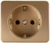 Розетка СВЕТОЗАР &quot;ГАММА&quot; с заземлением, одинарная, без вставки и рамки, цвет золотой металлик, 16А/~250В SV-54105-GM купить в Кургане