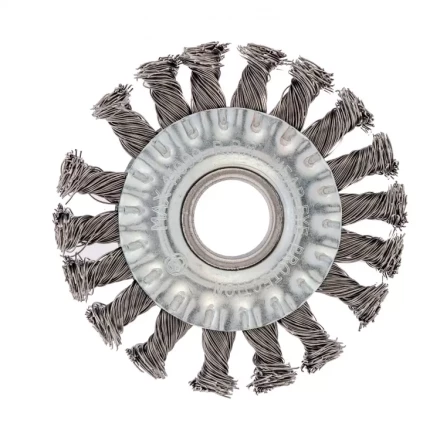 Щетка для УШМ 100 мм посадка 22,2 мм Плоская крученая проволока 0,5 мм Сибртех 746307 купить в Кургане