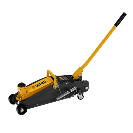 Домкрат гидравлический подкатной Denzel с фиксатором 2,8 т 135-385 мм в кейсе 51156 купить в Кургане