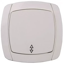 Выключатель СВЕТОЗАР "CITY LIGHT" проходной одноклавишный в сборе, бежевый, 10А/~250В SV-54237-B